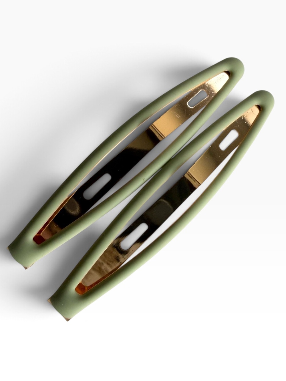 Olive Green Snap Barrette Set New